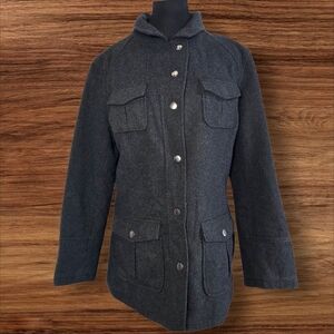 ALFRED SUNG Men's Charcoal Wool Blend Utility Jacket Size Med